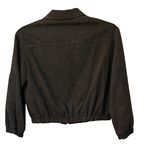 Kid's Zara Grey Bomber Jacket Zip Front‎ Cropped Elastic Hem Pockets Size 13/14 - Picture 5 of 9